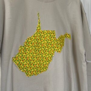 Floral State Outline Sweatshirt WV Handmade